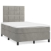 vidaXL Cama box spring con colchón terciopelo gris claro 120x200 cm