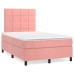 Cama box spring con colchón terciopelo rosa 120x200 cm