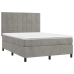 Cama box spring con colchón terciopelo gris claro 140x200 cm