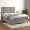 Cama box spring con colchón terciopelo gris claro 140x200 cm