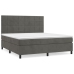 Cama box spring con colchón terciopelo gris oscuro 180x200 cm