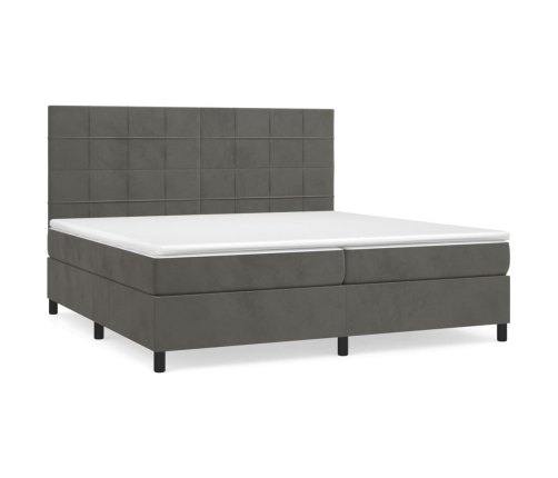 Cama box spring con colchón terciopelo gris oscuro 200x200 cm