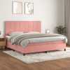 Cama box spring con colchón terciopelo rosa 200x200 cm