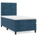 Cama box spring con colchón terciopelo azul oscuro 100x200 cm