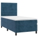 Cama box spring con colchón terciopelo azul oscuro 100x200 cm
