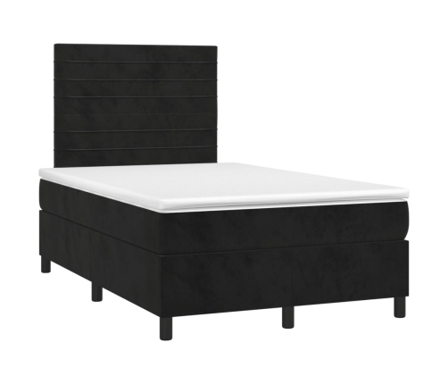 Cama box spring con colchón terciopelo negro 120x200 cm