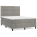 Cama box spring con colchón terciopelo gris claro 140x190 cm