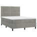 Cama box spring con colchón terciopelo gris claro 140x190 cm