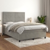 Cama box spring con colchón terciopelo gris claro 140x190 cm