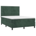 Cama box spring con colchón terciopelo verde oscuro 140x190 cm