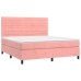 Cama box spring con colchón terciopelo rosa 160x200 cm