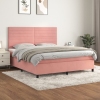 Cama box spring con colchón terciopelo rosa 180x200 cm