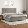 Cama box spring con colchón terciopelo gris claro 200x200 cm