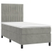 vidaXL Cama box spring con colchón terciopelo gris claro 80x200 cm