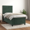 Cama box spring con colchón terciopelo verde oscuro 80x200 cm