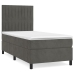 Cama box spring con colchón terciopelo gris oscuro 90x190 cm