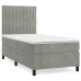 Cama box spring con colchón terciopelo gris claro 90x190 cm