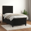 Cama box spring con colchón terciopelo negro 90x200 cm