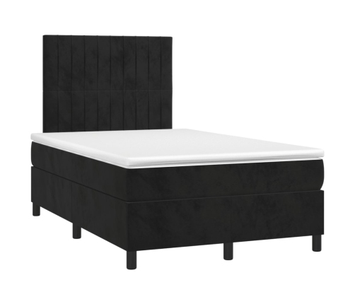 Cama box spring con colchón terciopelo negro 120x200 cm