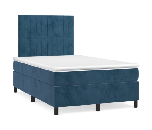 vidaXL Cama box spring con colchón terciopelo azul oscuro 120x200 cm