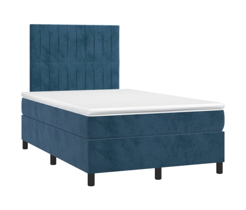 vidaXL Cama box spring con colchón terciopelo azul oscuro 120x200 cm