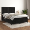 Cama box spring con colchón terciopelo negro 140x190 cm