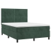 Cama box spring con colchón terciopelo verde oscuro 140x190 cm