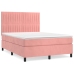 Cama box spring con colchón terciopelo rosa 140x190 cm