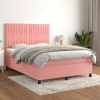 Cama box spring con colchón terciopelo rosa 140x190 cm