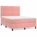 Cama box spring con colchón terciopelo rosa 140x200 cm