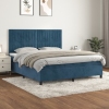 Cama box spring con colchón terciopelo azul oscuro 160x200 cm