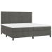 Cama box spring con colchón terciopelo gris oscuro 200x200 cm