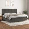 Cama box spring con colchón terciopelo gris oscuro 200x200 cm