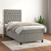 Cama box spring con colchón terciopelo gris claro 80x200 cm