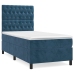 Cama box spring con colchón terciopelo azul oscuro 80x200 cm