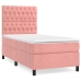 Cama box spring con colchón terciopelo rosa 90x200 cm