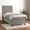 Cama box spring con colchón terciopelo gris claro 100x200 cm