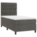 Cama box spring con colchón terciopelo gris oscuro 100x200 cm