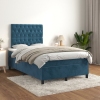 Cama box spring con colchón terciopelo azul oscuro 120x200 cm