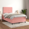 Cama box spring con colchón terciopelo rosa 120x200 cm