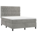 Cama box spring con colchón terciopelo gris claro 140x190 cm