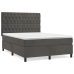 Cama box spring con colchón terciopelo gris oscuro 140x190 cm