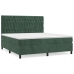 Cama box spring con colchón terciopelo verde oscuro 180x200 cm