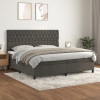 Cama box spring con colchón terciopelo gris oscuro 200x200 cm