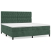 Cama box spring con colchón terciopelo verde oscuro 200x200 cm