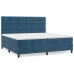 Cama box spring con colchón terciopelo azul oscuro 200x200 cm