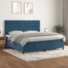 Cama box spring con colchón terciopelo azul oscuro 200x200 cm