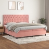 Cama box spring con colchón terciopelo rosa 200x200 cm