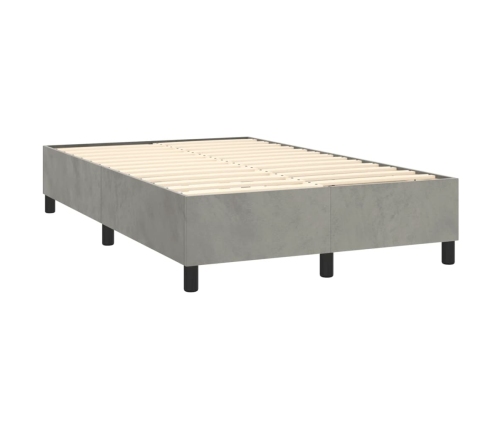 Cama box spring con colchón terciopelo gris claro 120x200 cm