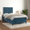 Cama box spring con colchón terciopelo azul oscuro 120x200 cm